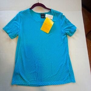Citiknits Aqua Polka Dot Top